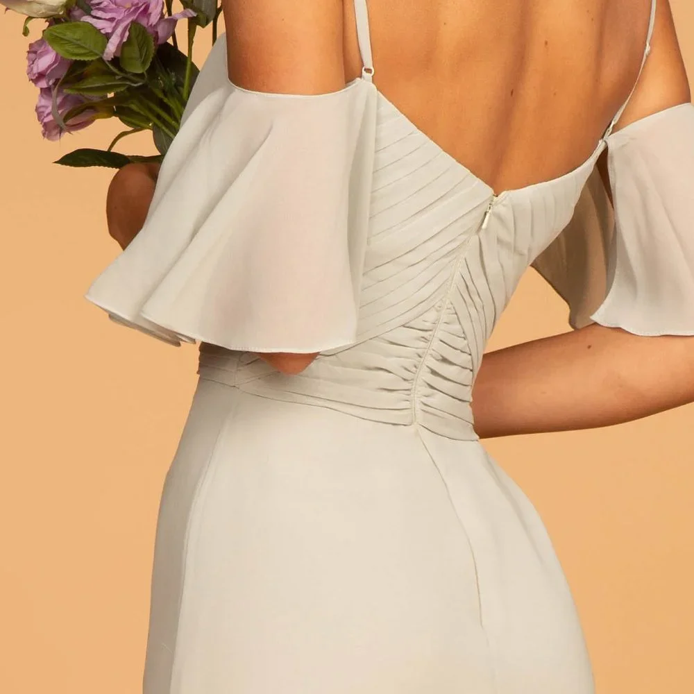 NEW SAGE COLOR Off Shoulder Straight Neck Prom Dress GSGL2615 - Picture 5 of 9